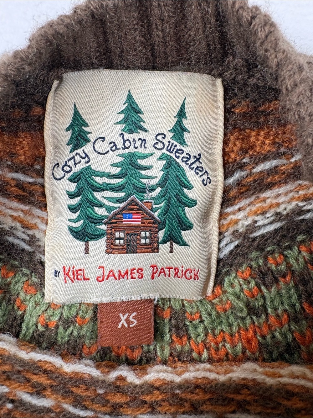 Kiel James Patrick Cozy Cabin Sweaters Pumpkin Fair Isle Wool Blend XS Brown - Picture 5 of 9